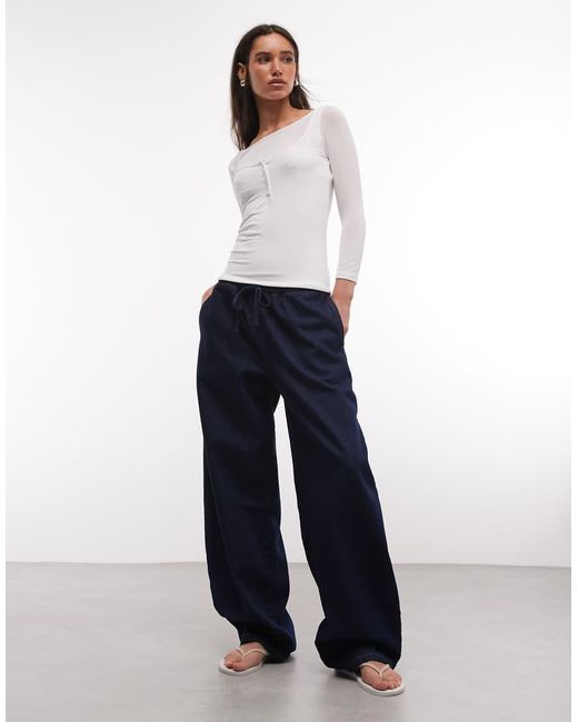 Weekday White Three Quarter Length Sleeve Henley Top With Layered Effect