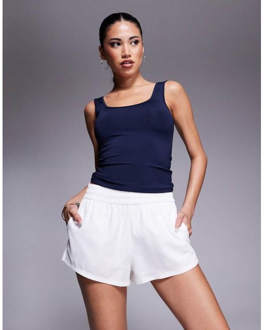 Pantaloncini Da Running Molto Corti A Vita Alta Bianchi Foderati di 4505 in Blue