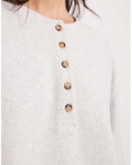 Miss Selfridge Gray Henley Top