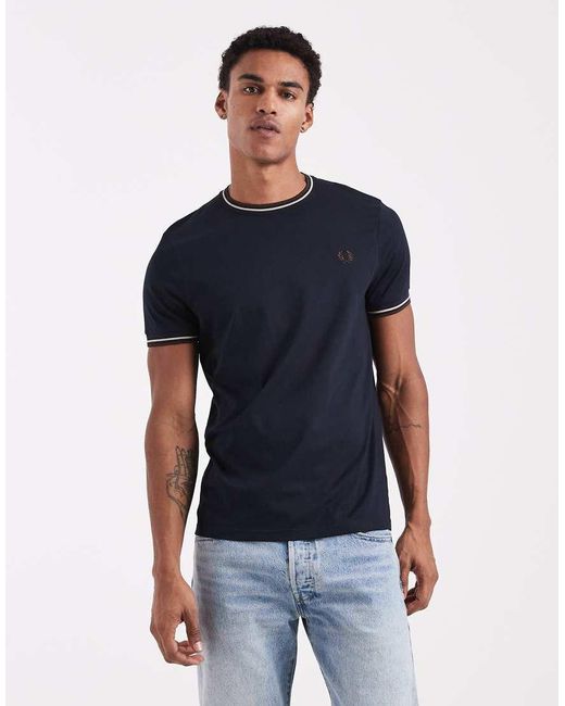 Fred Perry Blue Twin Tipped T-shirt for men