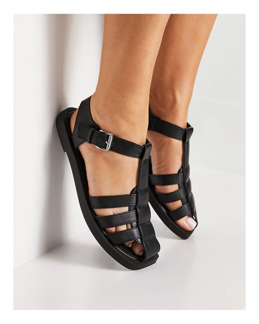 Schuh Black Luella Caged Flat Shoes