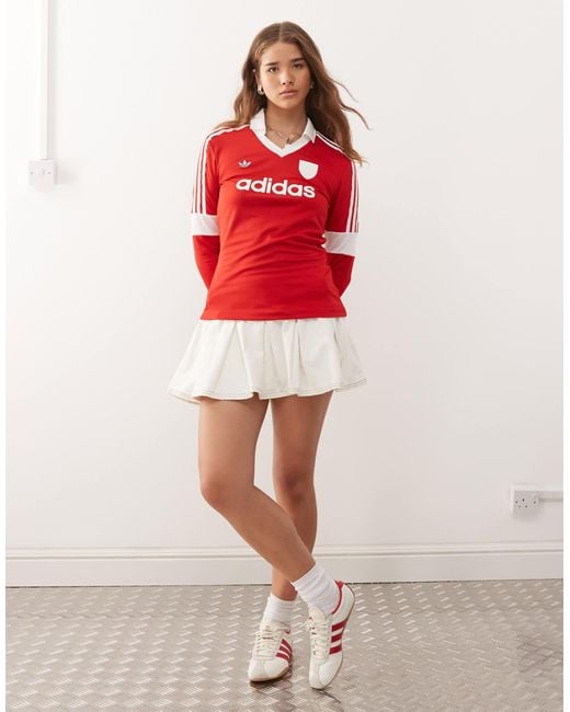 Adidas Originals Red Graphic Football Shirts Long Sleeve Jersey