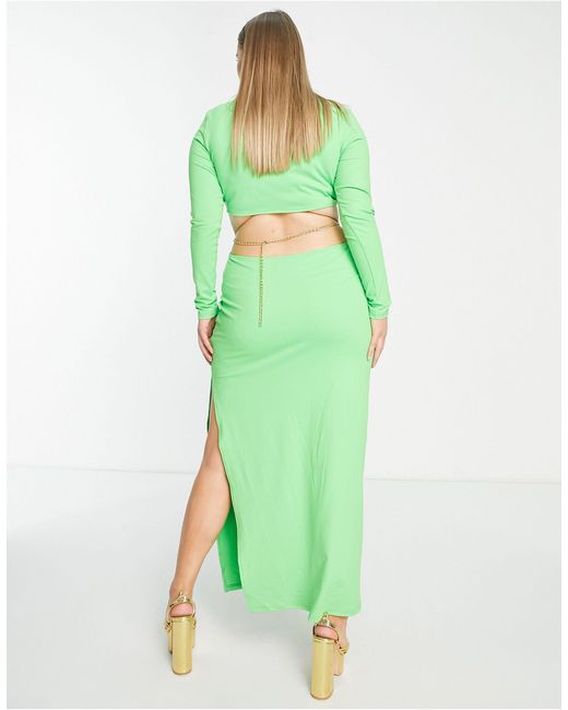 SIMMI Green Simmi clothing plus – langärmliges maxikleid