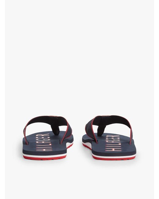 Tommy Hilfiger White Logo Embroidery Webbing Strap Flip-Flops for men
