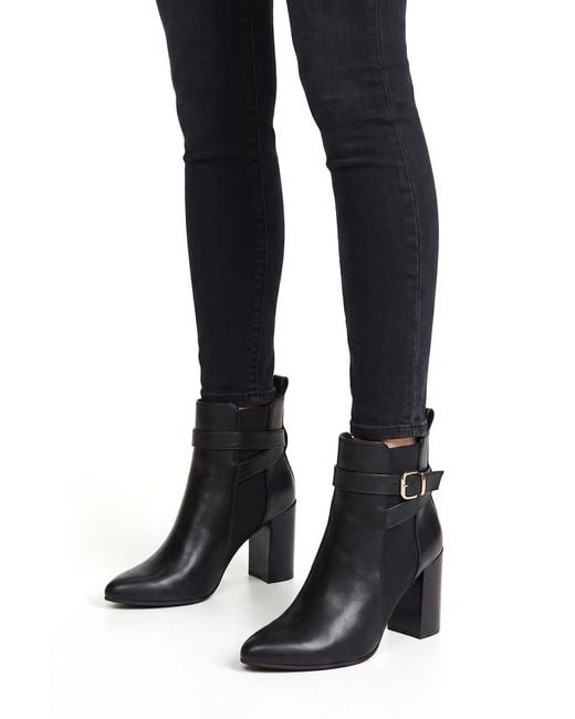 SEQWL Black Dress Chelsea Ankle Booties Pointed Toe With Buckle Strap
