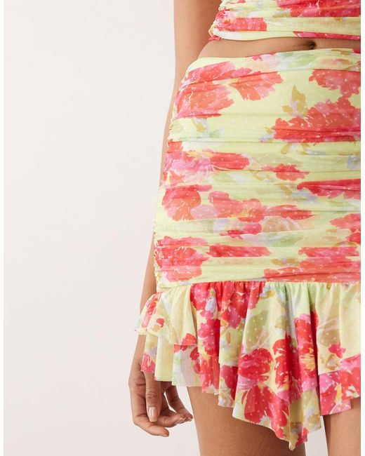 AFRM Multicolor Jinx Mesh Ruffle Mini Skirt Co-Ord