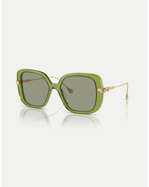Swarovski Green Sk6011 Rectangle Sunglasses With Lens