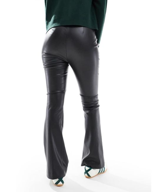 New Look Black Pu Bootcut Pants