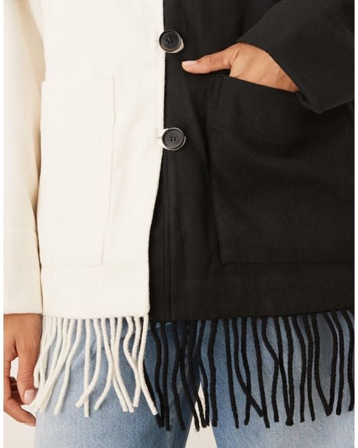 Y.A.S Blue Contrast Jacket With Fringed Hem