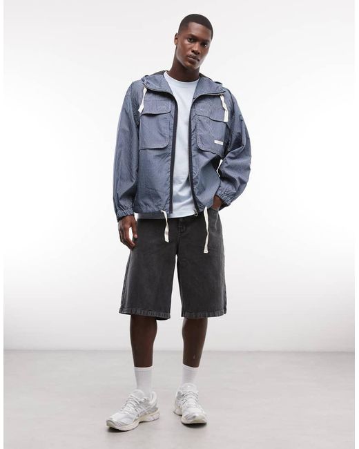 Element Blue Gingham Hooded Parka Jacket for men