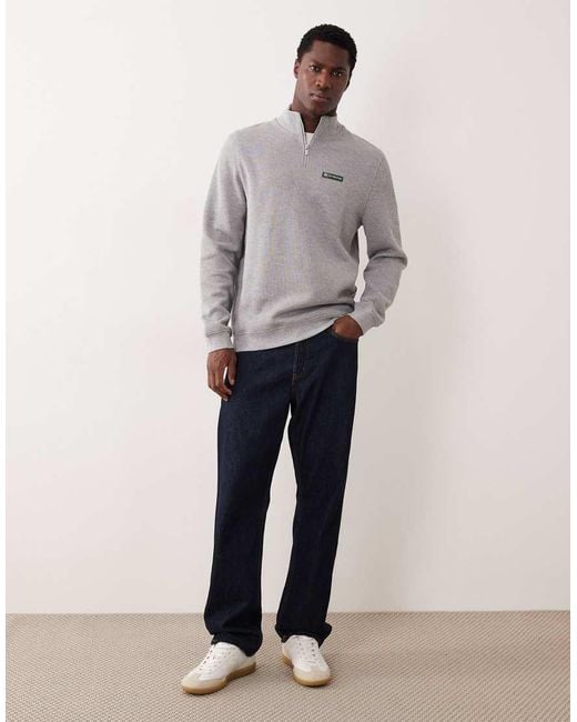 ASOS Gray Half Zip Sweatshirt With Rubberised Badge for men