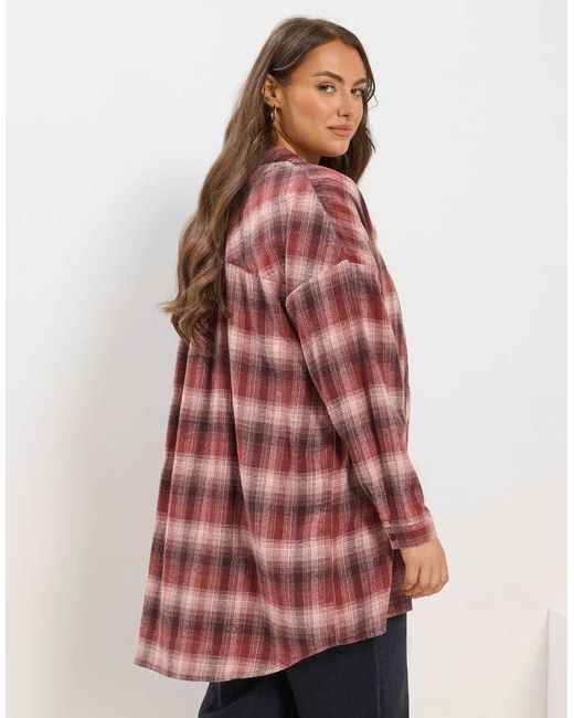 Yours Clothing Red Oversized Check Shirt