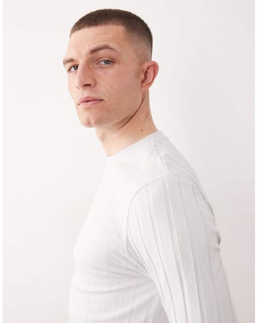 ASOS White Slim Long Sleeve T-shirt for men