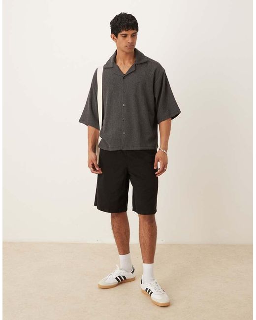 ASOS Recht Oversized Overhemd Met Textuur in het Gray voor heren