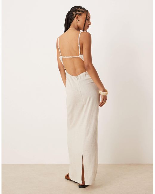 ASOS Natural – maxi-sommerkleid aus leinen