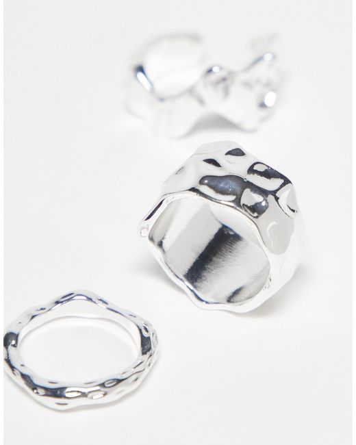 TOPSHOP White – byron – 3er-pack verte ringe mit geschmolzenem design