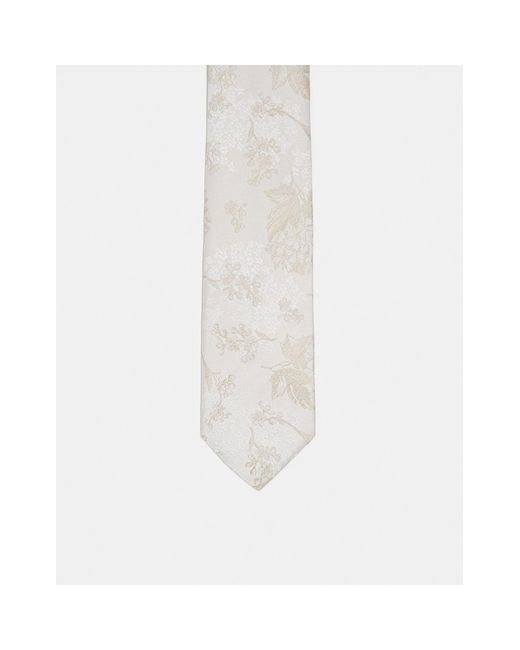 ASOS White Slim Tie With Floral Pattern for men