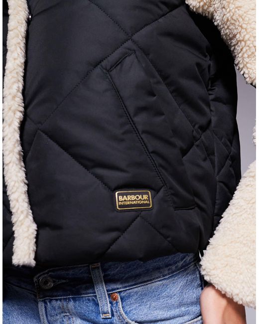 Barbour Blue Oversized Quilted Jacket With Fleece Sleeves