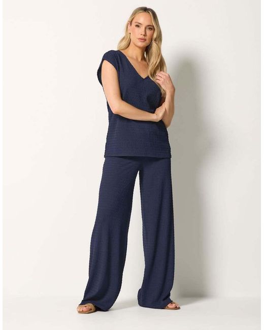 Long Tall Sally Blue Textured Top
