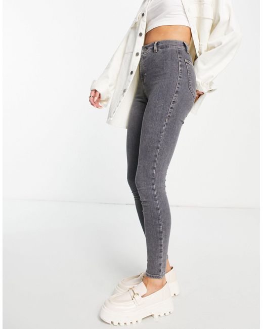 TOPSHOP Joni Jeans in Gray | Lyst
