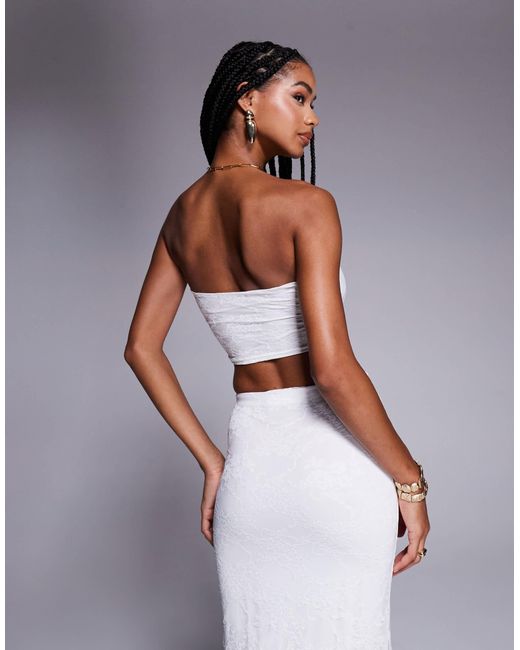 Kaiia Gray Exclusive Double Layered Slinky Lace Knot Detail Bandeau Top