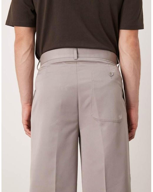 Pantalones De Vestir Color Piedra De Corte Tapered Extragrande Con Pinzas Dobles Y Detalle De Bolsillo Trasero De ASOS de hombre de color Natural