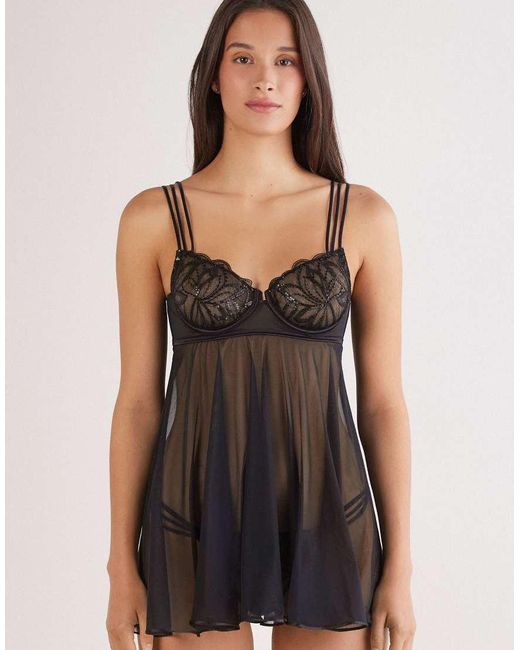 Intimissimi Black Dark Moon Girl Balconette Babydoll