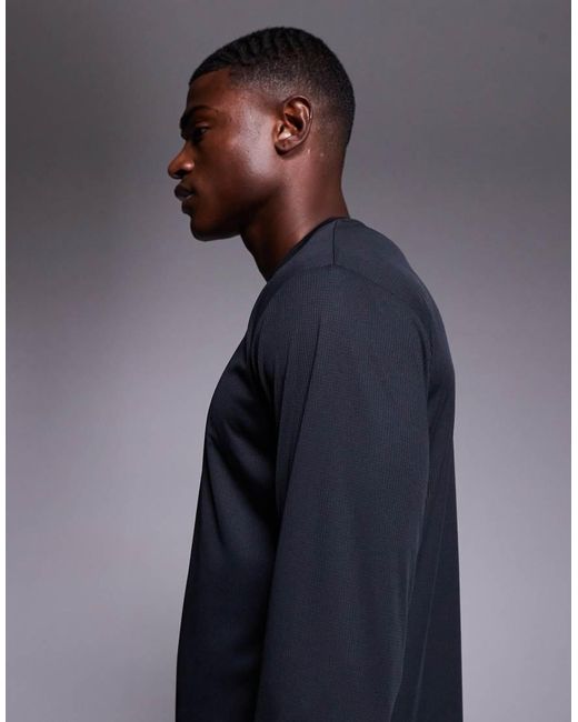 4505 Blue Quick Dry Technical Mesh Relaxed Fit Long Sleeve Running T-shirt for men