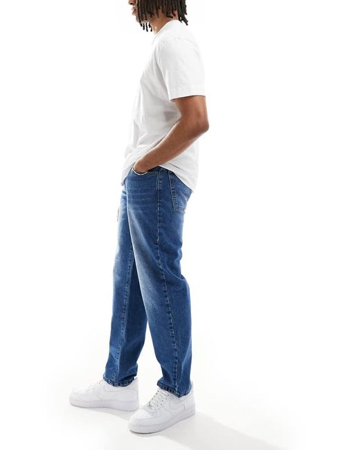 Vaqueros Azul Medio Lavados De Corte Recto De ASOS de hombre de color Blue