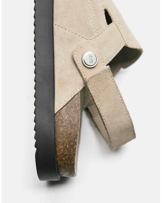 Pull&Bear – leder-clogs in Natural für Herren