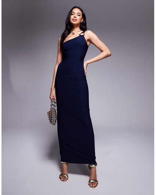 dress with metal ring detail 4th & Reckless soft touch sleeveless ruched metal ring detail maxi dress in black