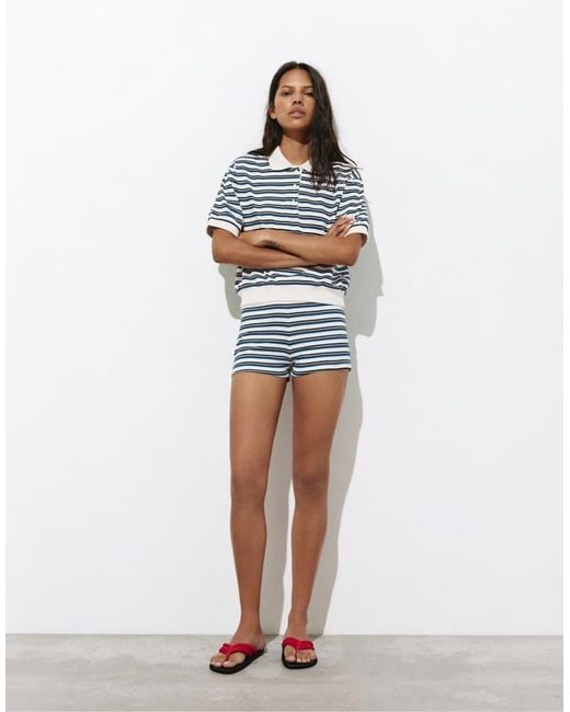 Pull&Bear Blue Striped Shorts
