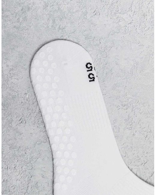 4505 White 2 Pack Non Slip Grip Lettuce Edge Pilates Crew Socks