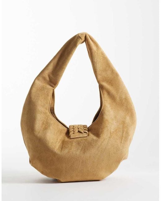 ASOS Metallic Woven Handle Faux Suede Shoulder Bag