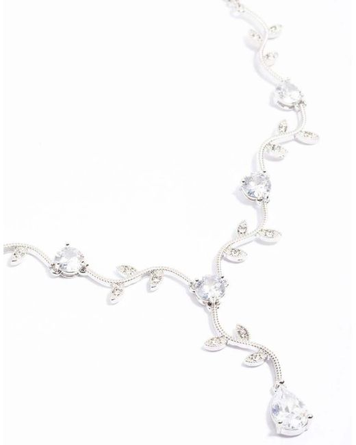 Lovisa White Cubic Zirconia Floral Teardrop Y-Shape Necklace