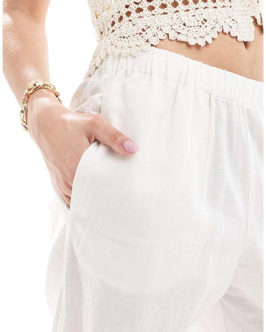 Monki White Linen Trousers