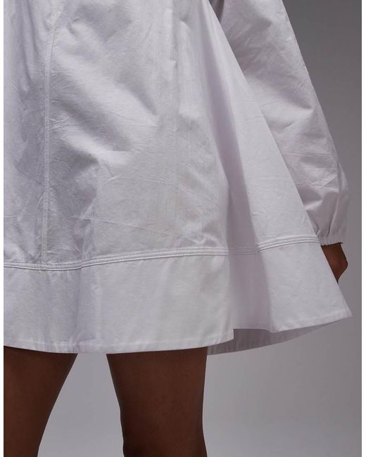 Vestido Corto De Estilo Babydoll De Popelina De TOPSHOP de color Gray