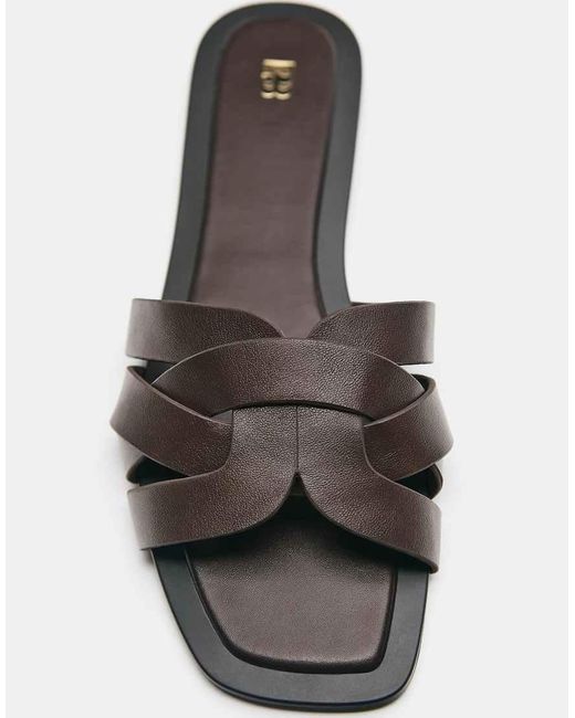 Pull&Bear White Flat Strap Sandals