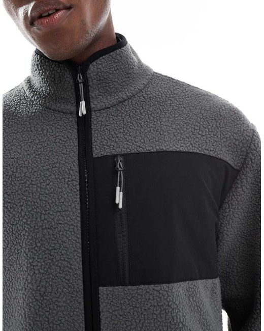 Jack & Jones Borg Fleece in het Gray voor heren