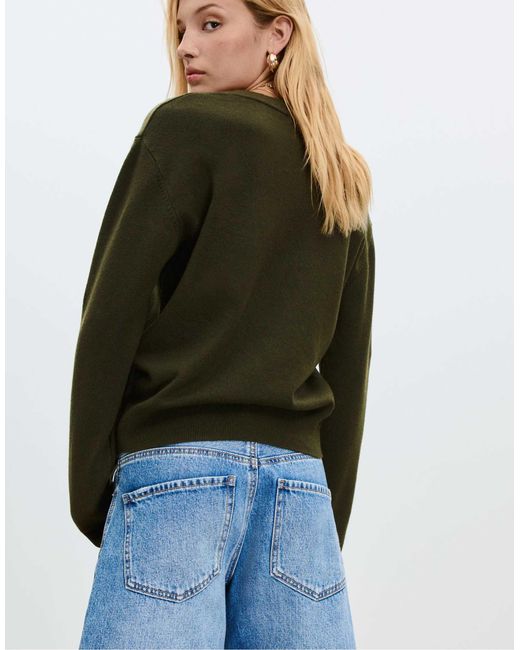 Stradivarius Green – weicher basic-strickpullover