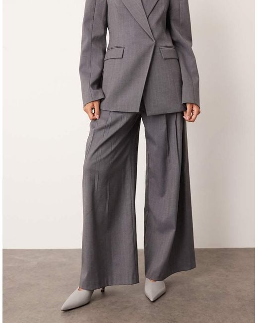 ARRANGE Gray Tailored Wide Leg Pants With Pleats