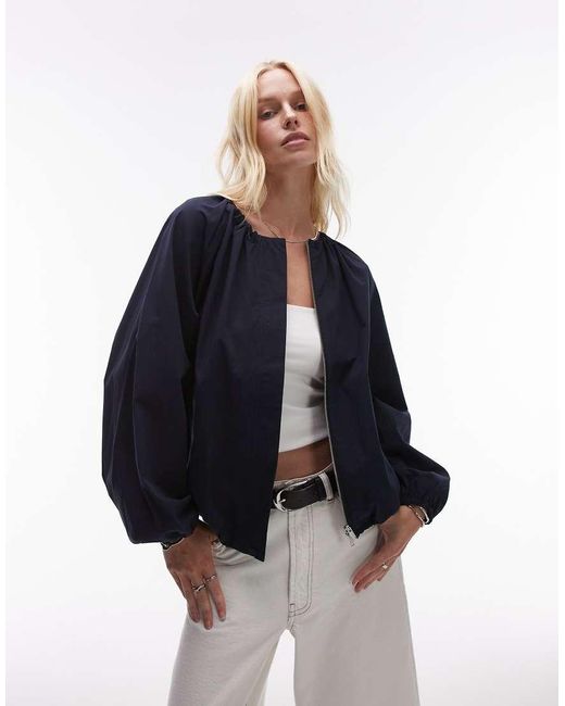 ARKET Blue Pure Cotton Volume Jacket With toggle Bubble Hem