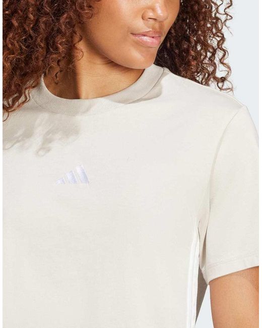 Adidas Originals White Essentials 3-Stripes Cotton Tee