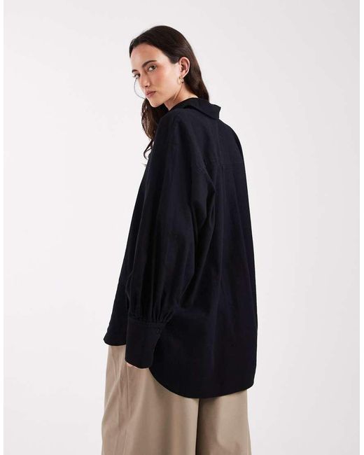 ASOS Black Linen Look Shirt