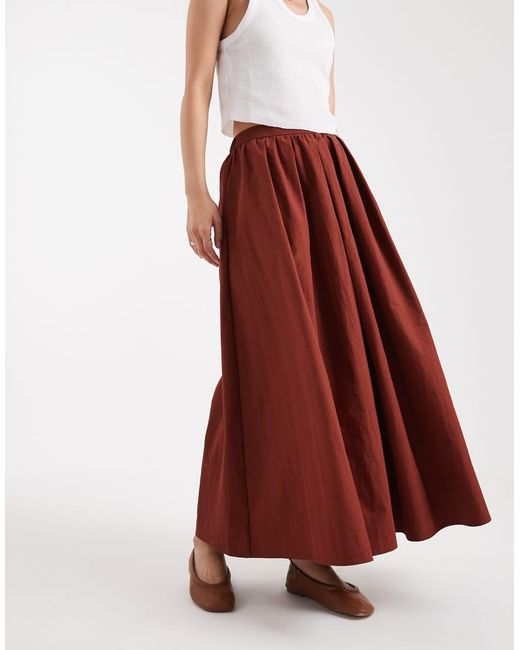 ASOS Midi-Rok Met Volumineus Detail in het Red