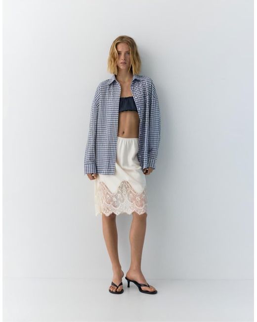 Pull&Bear Blue Oversize Check Shirt
