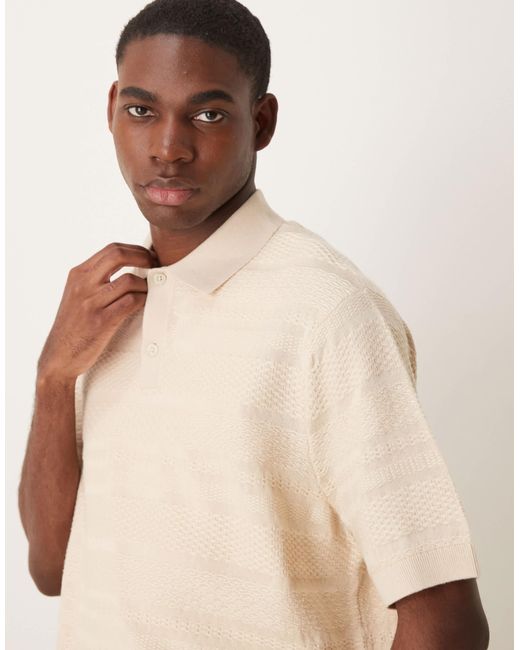 SELECTED Natural Knitted Texture Polo for men