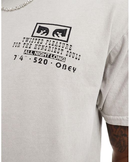 T-shirt beige con grafica vintage di Obey in White