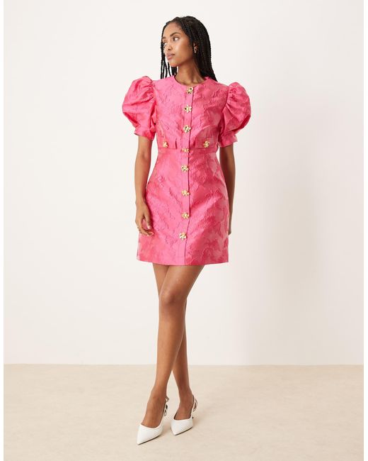 Sister Jane Pink X Asos Anemone Jaquard Mini Dress