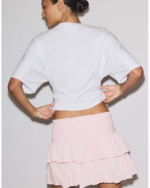 Stradivarius Pink Ruffled Mini Skort